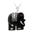 Glitzy Rocks Sterling Silver Onyx Elephant Necklace