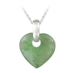 Sterling Silver Green Jade Heart Necklace