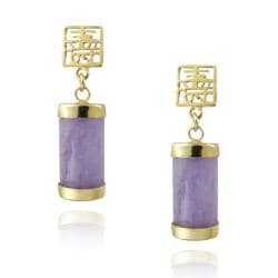 18k Gold over Sterling Silver Lavender Jade Dangle Earrings