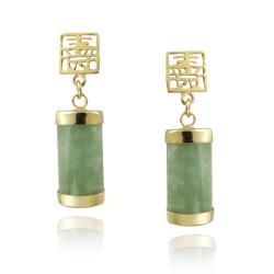 Glitzy Rocks 18k Gold over Sterling Silver Green Jade Dangle Earrings