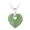 Sterling Silver Green Jade Heart Necklace