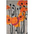 Handmade Elegance Grey/ Orange New Zealand Wool Rug (3'6 x 5'6')