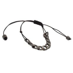 NEXTE Jewelry Gunmetal Cuban Chain Leather Bracelet