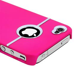 Hot Pink/ Chrome Hole Rear Rubber Coated Case for Apple iPhone 4/ 4S