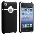 Black/ Chrome Hole Snap-on Rubber Coated Case for Apple iPhone 3G/ 3GS