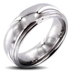 Men's Tungsten Carbide High Polish Ridged Edge Ring (8 mm)