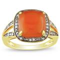 Yellow Silver Moonstone and 1/10ct TDW Diamond Ring (G-H, I2)