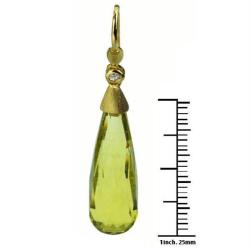 De Buman 18k Yellow Gold Lemon Quartz and Diamond Earrings