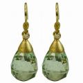 De Buman 18k Yellow Gold Green Quartz and Diamond Earrings