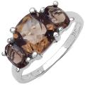 Sterling Silver Smoky Topaz Three-Stone Ring