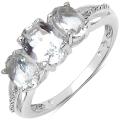 Sterling Silver Crystal Quartz Three Stone Ring