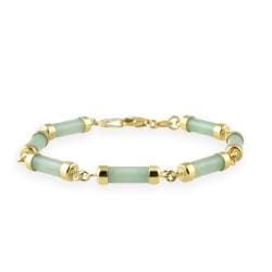 Glitzy Rocks 18k Gold over Sterling Silver Green Jade Link Bracelet