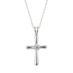 Sterling Silver Cubic Zirconia Cross Necklace