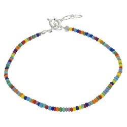 Sterling Silver Children's Multicolored Bead Ankleta