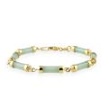 18k Gold over Sterling Silver Green Jade Link Bracelet