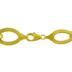 Gold over Sterling Silver Diamond-cut Oval Link Bracelet