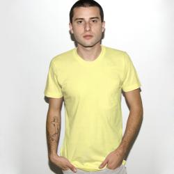American Apparel Unisex Lemon Fine Jersey Pocket Short Sleeve T-shirt 