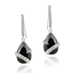 Icz Stonez Rhodium-plated Black and White CZ Earrings (10ct TCW)