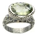 Sterling Silver Prasiolite Textured Ring