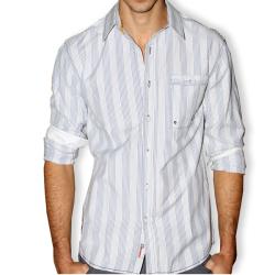 191 Unlimited Men's Striped Seersucker Button-front Shirt