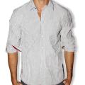191 Unlimited Men's Cream Crinkle Button-front Slim Fit Shirt
