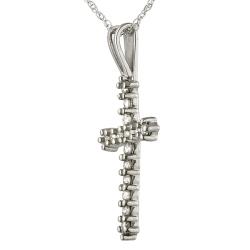 10k White Gold 1/4ct TDW Diamond Cross Necklace (I, I3)