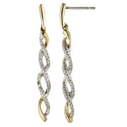10k Two-tone Gold 1/5ct TDW Diamond Dangle Earrings (I2-I3)