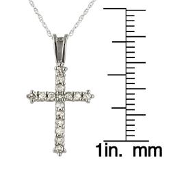 10k White Gold 1/4ct TDW Diamond Cross Necklace (I, I3)