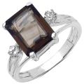 Malaika Sterling Silver Smokey Topaz and White Topaz Ring (3 1/5ct TGW)