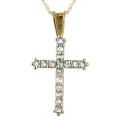 10k Yellow Gold 1/4ct TDW Diamond Cross Necklace (I, I3)