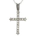 10k White Gold 1/4ct TDW Diamond Cross Necklace (I, I3)