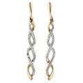 10k Two-tone Gold 1/5ct TDW Diamond Dangle Earrings (I2-I3)