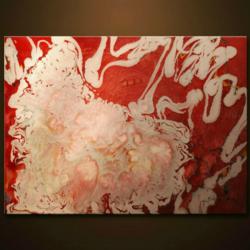 'Crimson Spill' Hand Painted Oil Canvas
