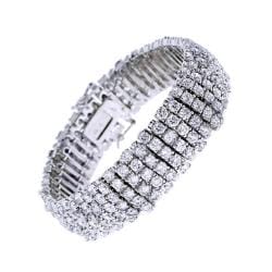 Sterling Silver Clear Cubic Zirconia 4-row Tennis Bracelet