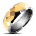 Tungsten Carbide Multi-faceted Gold Center Ring