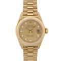 Pre-owned Rolex Women's Datejust President 18 Kt Gold Champagne Diamond Dial ...