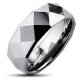 Tungsten Men's Carbide Faceted High Polish Ring