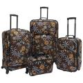 U.S. Traveler Brown Floral Fashion 4-piece Spinner Luggage Set