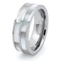 Tungsten Carbide Dual Mother of Pearl Inlay Ring