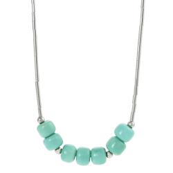 Sterling Silver Children's Created Turquoise Bead Necklace