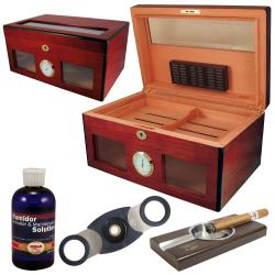 Cuban Crafters Bravo Glass Humidor Set with Ashtray