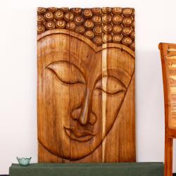 Wood Serene Buddha Walnut Oil Art Panel (Thailand)
