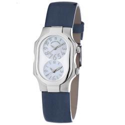 Philip Stein Women's 'Signature' Blue Leather Strap Dual Time Watch
