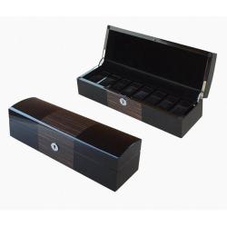Wood 8-compartment Glossy Piano Black Zebra Watch Case