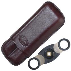 Cuban Crafters 2-Finger Leather Cigar Case Set