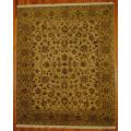 Indo Hand-knotted Mahal Beige/ Lt. Green Wool Rug (8'3 x 10')