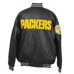 Green Bay Packer Faux Leather Jacket with Chenille Logo