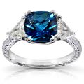 10k White Gold London Blue Topaz and 1/2ct TDW Diamond Ring (G-H, SI1-SI2)
