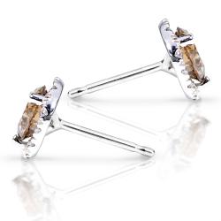 14k Gold 1 1/10ct TDW Certified Brown and White Diamond Earrings (G-H, SI3-I1)