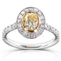 Gold 1 1/2 ct TDW Certified Yellow and White Diamond Ring (G-H, SI3-I1)